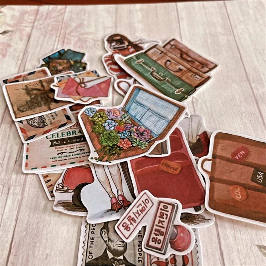 

19Pcs/Pack Watercolor Travel Bus Sticker DIY Craft Scrapbooking Album Journal Planner Decorative Stickers светло-серый