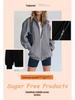 2023 Trendy Women's Solid Color Zipper Hooded Cardigan Jacket with Pockets