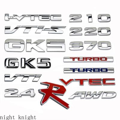 Auto Modified Letters 2.4 210 220 370 GK5 VTEC I-VTEC Turbo VTI VTI-S AWD Modifitseeritud metallist kerekleebised Auto pagasiruumi märgi kleebised