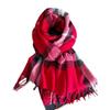 2024 Trendy Unisex Plaid Cashmere-Feel Tassel Shawl Snood Scarf for Autumn/Winter