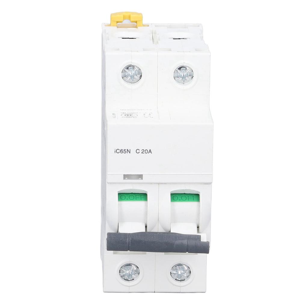 2P Miniature Circuit Breaker DIN Rail Mount Low Voltage Overload Protection Switch 400V 20A