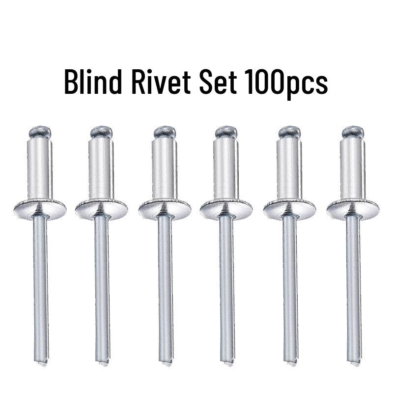 

100-Piece Aluminum Cap Iron Core Round Head Silver Blind Rivets Set 3.2 x 12.7 mm