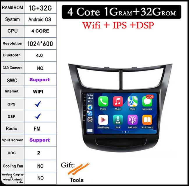 

9 для Chevrolet Sail Aveo 2015 - 2019 Android 14 автомобильное радио Carplay GPS навигация видео стерео мультимедийный плеер 5G Wifi