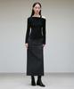 Rie Striped Back-Slit Straight Skirt