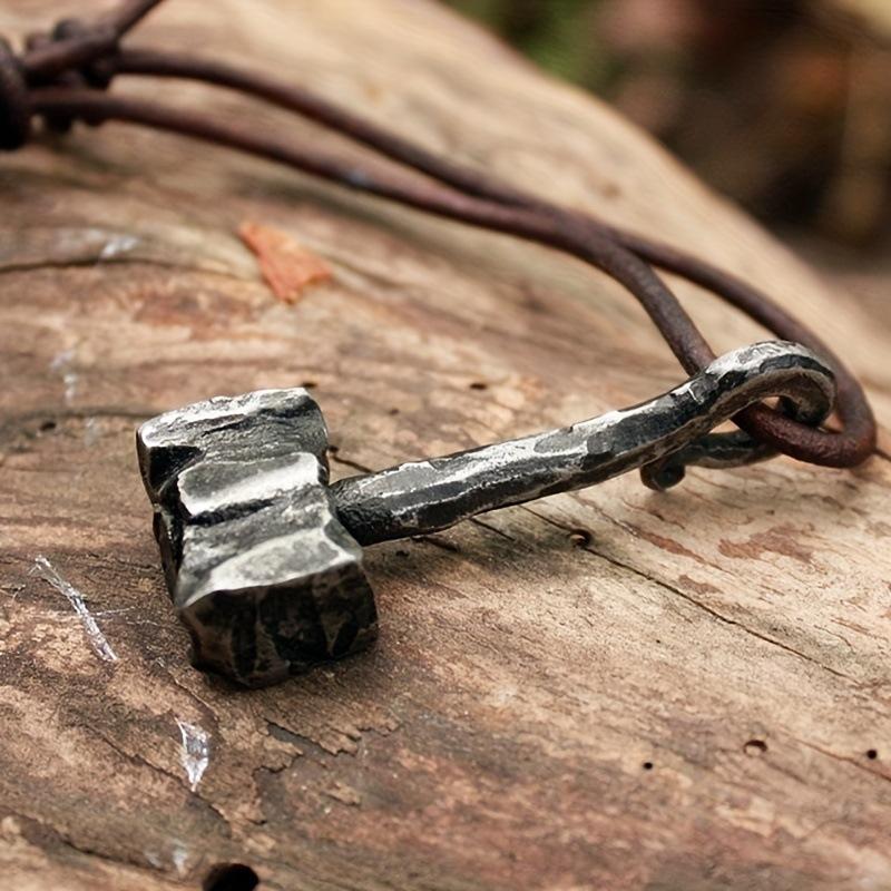 Vintage Viking Hammer Pendant Necklace Men's Talisman Nordic Norwegian Style Jewelry Gift