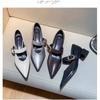 Retro Word with Mary Jane High Heels Women's New Spring Pointed Head Temperament Thick Heel Single Shoes