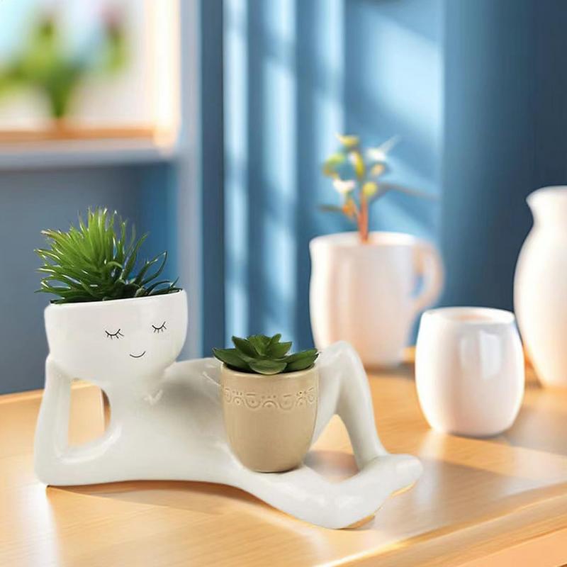 Unique Planter Resin Flowerpot With Drainage Design For Indoor Outdoor Garden Succulents Flowers Herbs Balcony Courtyard