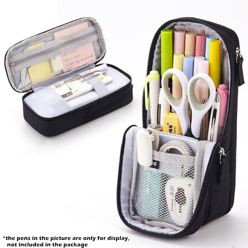 

Angoo [Simple] Pen Bag Pencil Case, White Color Youth Dream Canvas Pens Phone Holder Storage Pouch for Stationery School A6171 чорний