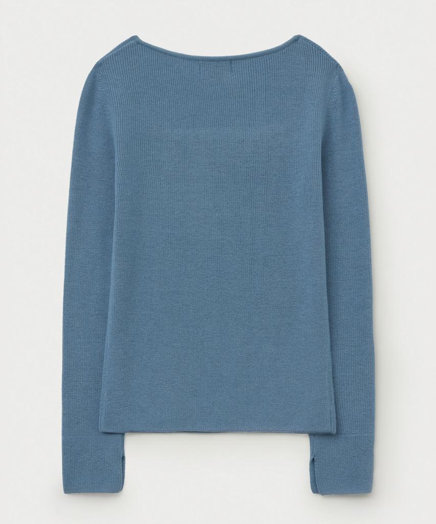 Seteo (W) Square Neck Knit Long Sleeve Blue