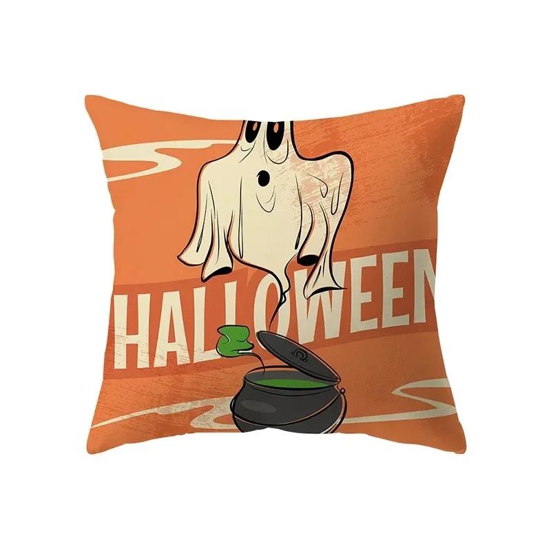 Halloween Theme Pillow Cover Car Office Living Room Sofa Halloween Pumpkin Lantern Decoration Pillow Cover