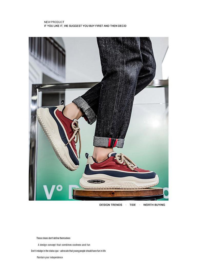 2025 Men's Trendy Breathable Casual Dad Shoes - Spring Thick-Soled Sports Style
