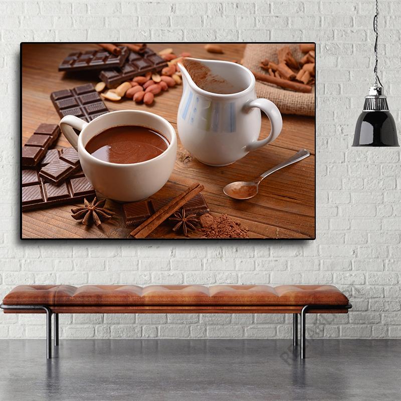 Hot Chocolate Drink HD Pictures Canvas Painting Chocolate Coffee Posters Prints for Coffee Shop Wall Decor Cuadros