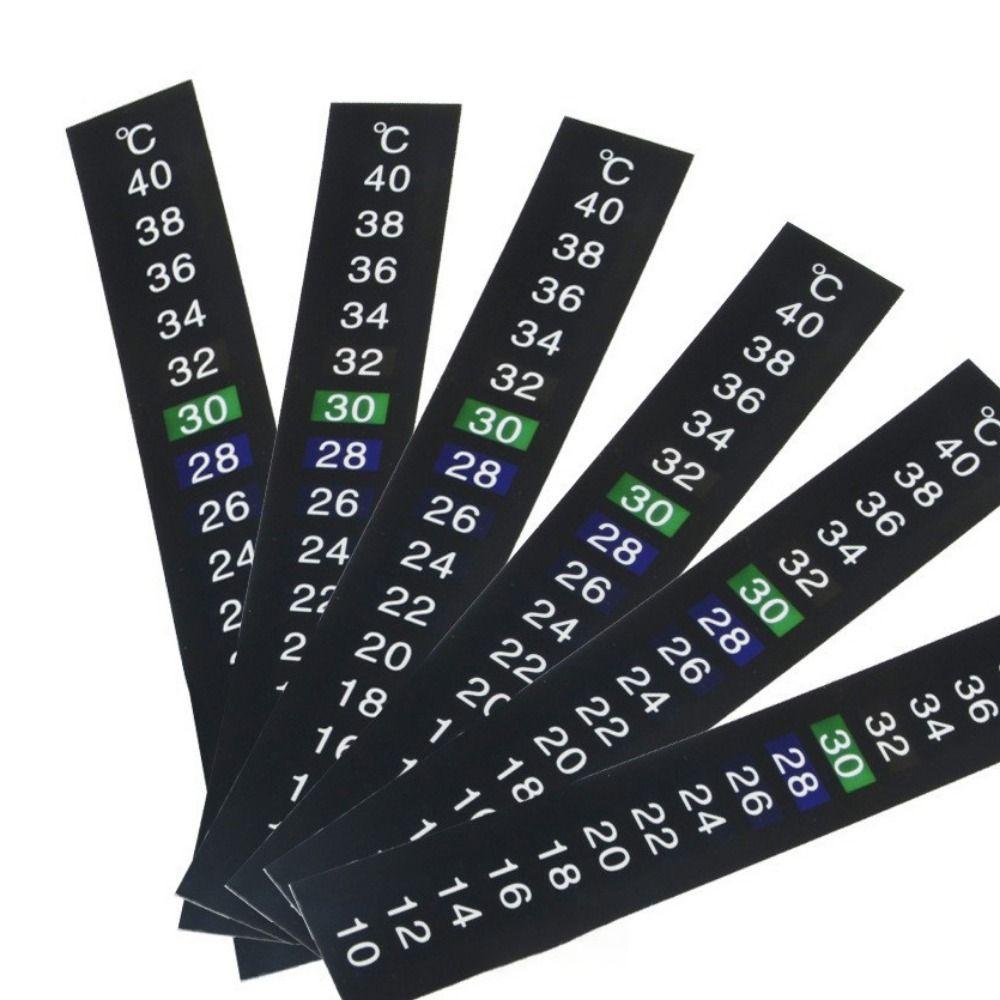 8pcs 10℃ to 40℃ Temperature Sensing Stickers Self Adhesive Liquid Crystal Temperature Sensor Black Fish Tank Thermometer