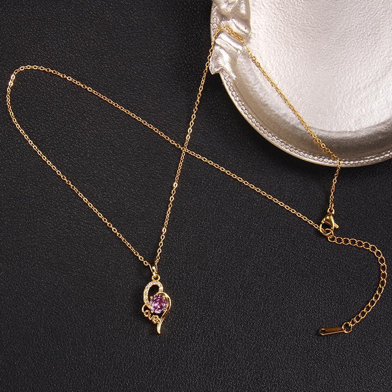 

Новое фиолетовое ожерелье с цирконом, созданное женской толпой в стиле Ins, универсальное кулон Love Purple Qi Donglai, ювелирные изделия 45CM