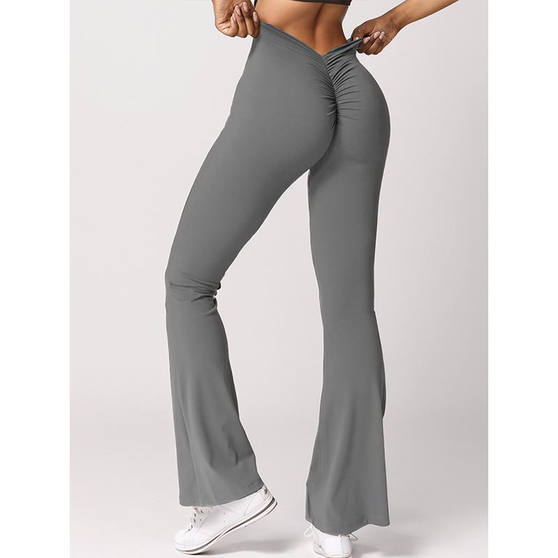 Women's V-neck High Waist Wide Leg Yoga Pants with Back Lift
