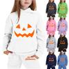 Kids Hoodie and Sweatpants Set with Halloween Print for Holiday Wear