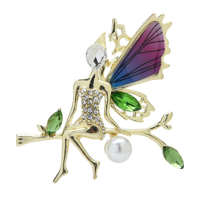 Latest Designer Fairy Brooches Lady Color Rhinestone Pearl Angel Gathering Gathering Casual Brooches For Women Pin Giveaway GiftsCasual Jewelry