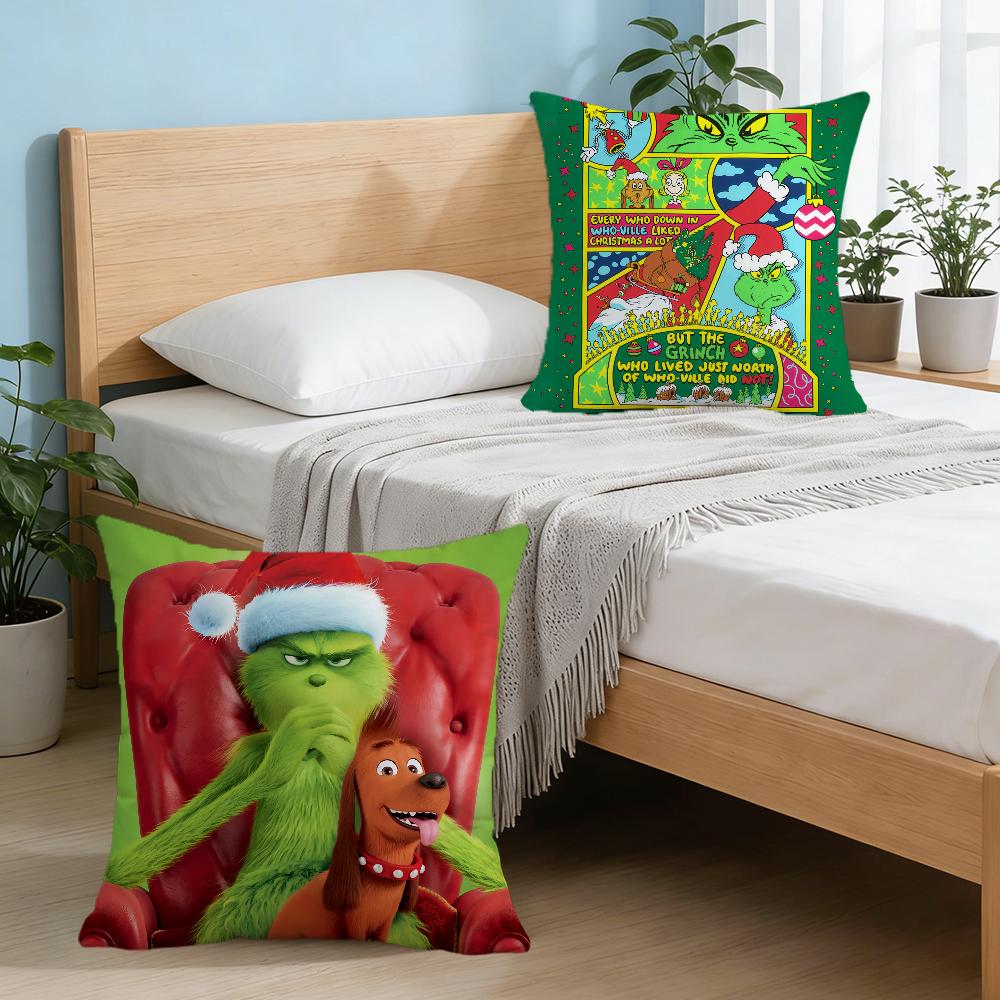 The Cartoon G-Grinch-H Cute Cushion Cover For Pillow Printing Sofa Decoration Home Car Room Coffee Shop Office Nordic Simplicity