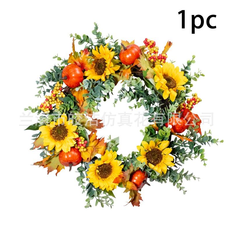 Sunflower Wreath 45cm PVC Floral Decor Christmas Holiday Home Wall Hanging Wedding Party Outdoor Photography Prop