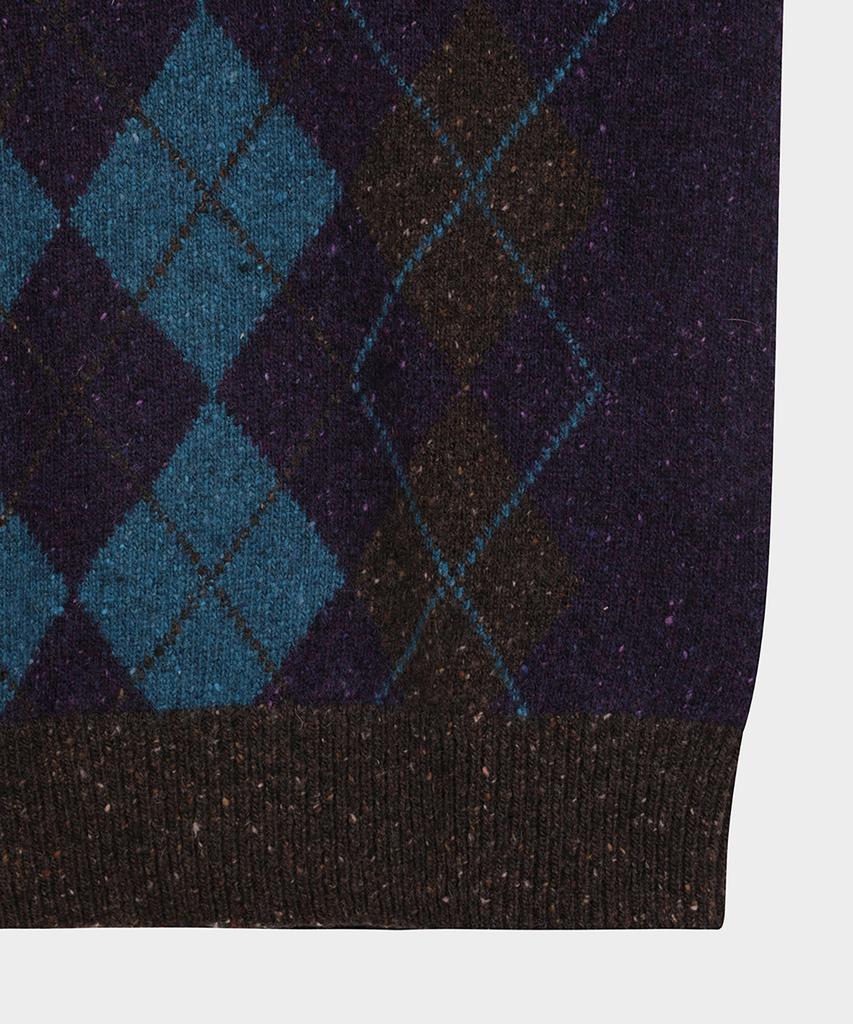 BROOKS BROTHERS Archive Argyle V-Neck Sweater (Purple) (Bbwnmm3931Tew)