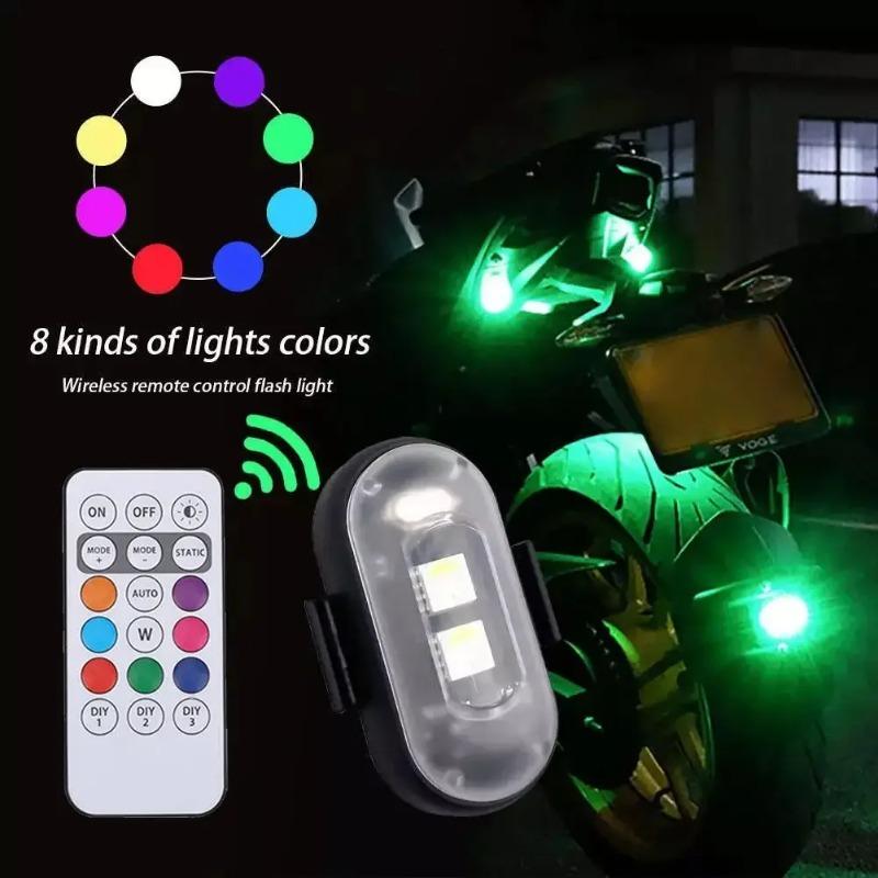 Wireless Remote LED Strobe Light Colours USB Rechargeable Car Motorcycle Bike Aircraft Warning Anti-collision Flashing Lamp