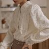 Women's European Style Fleece-Lined Ruffled Lace Shirt for Autumn/Winter