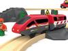 TOPLIVING Wooden Train Track Accessories Battery-Operated Locomotive with Magnetic Connection Compatible with Thomas, Brio, and Chuggington
