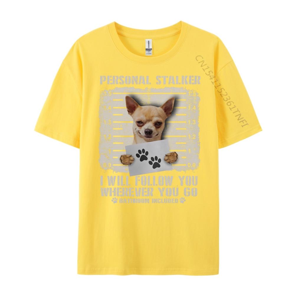 Personal Stalker Chihuahua Dog Arrested Jail Photo Graphic T Shirts Men Cotton Clothes