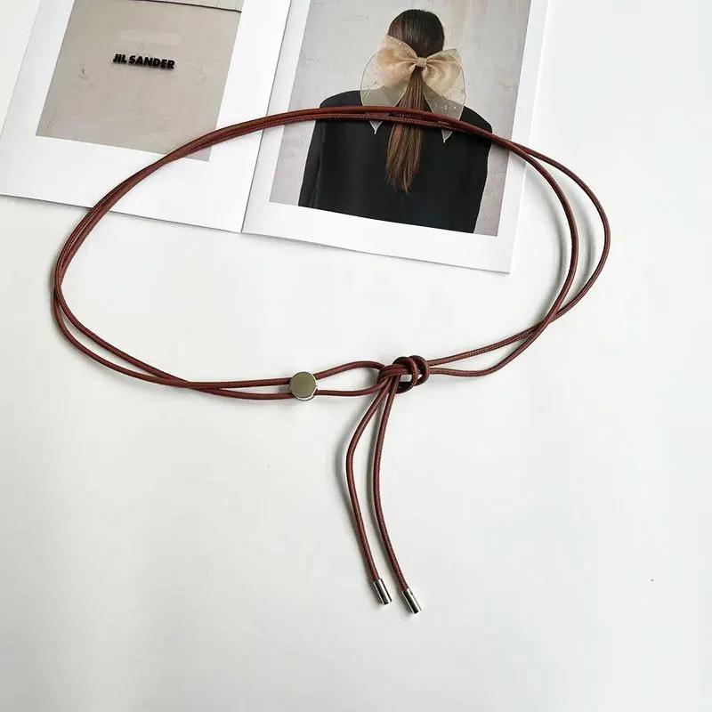 New Female Waist Chain Dress Long Waist Rope Knotted Thin Belt Simple Decoration Tie with Vintage Dresses String Waistband 130cm