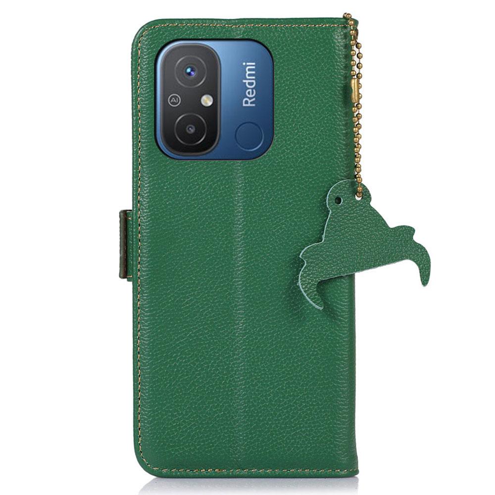 For Xiaomi Poco C55 4G/Redmi 11A 4G/Redmi 12C 4G Genuine Leather Phone Case RFID Blocking Wallet Phone Stand Cover