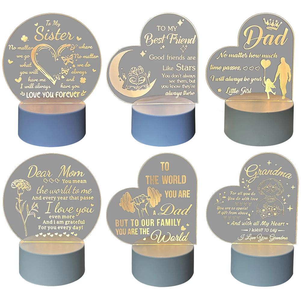 Acryl Nachtlicht Inspirierendes LED-Licht Muttertagsgeschenke für Mama Personalisierte Geschenke für Schwester Beste Freundin Geburtstagsgeschenke