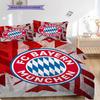 FC Bayern München Muster Bettwäsche Steppdecke Set Bettbezug Kissenbezug Heimdekoration Geburtstagsgeschenk (1 Bettbezug + 2 Kissenbezüge, ohne Füllung)