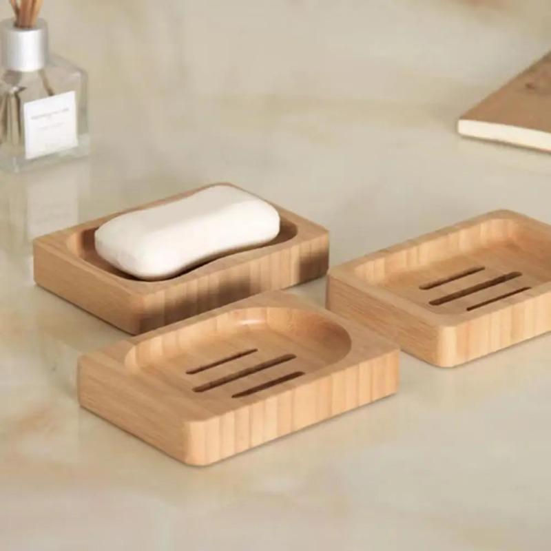 Soap Box Holder High Durability Not Easily Deformed Soap Dish Easy To Clean Bamboo Case Tray Decorative Wooden Soap Drain Holder