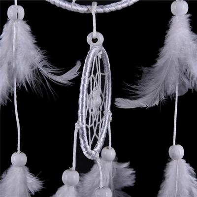 Biały łapacz snów Okrągły z piórami Wisząca dekoracja ścienna Decor Craft