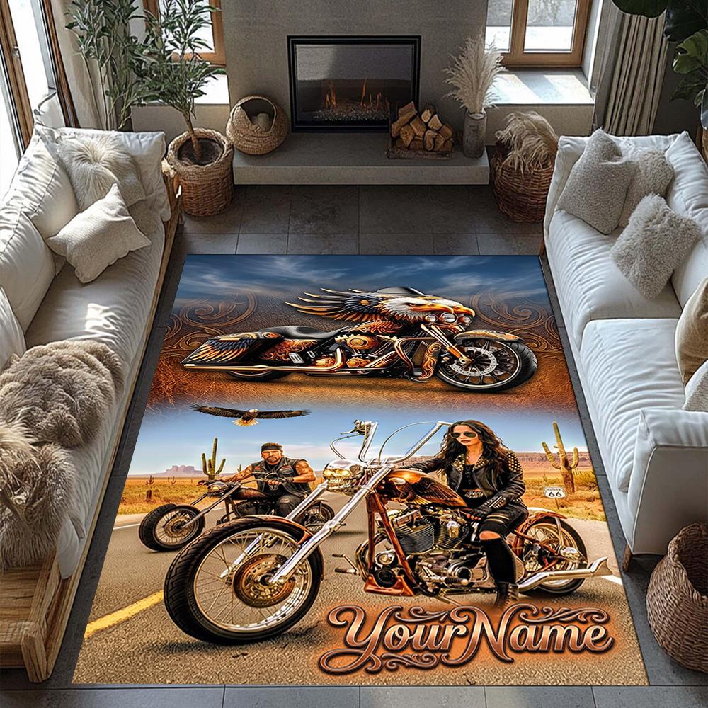 Harley-davidson Motorcycles Personalized Name Area Rug Design for Hallway Decorate room Kitchen Living Rooms Anti-slip Rug Anime Office Decor