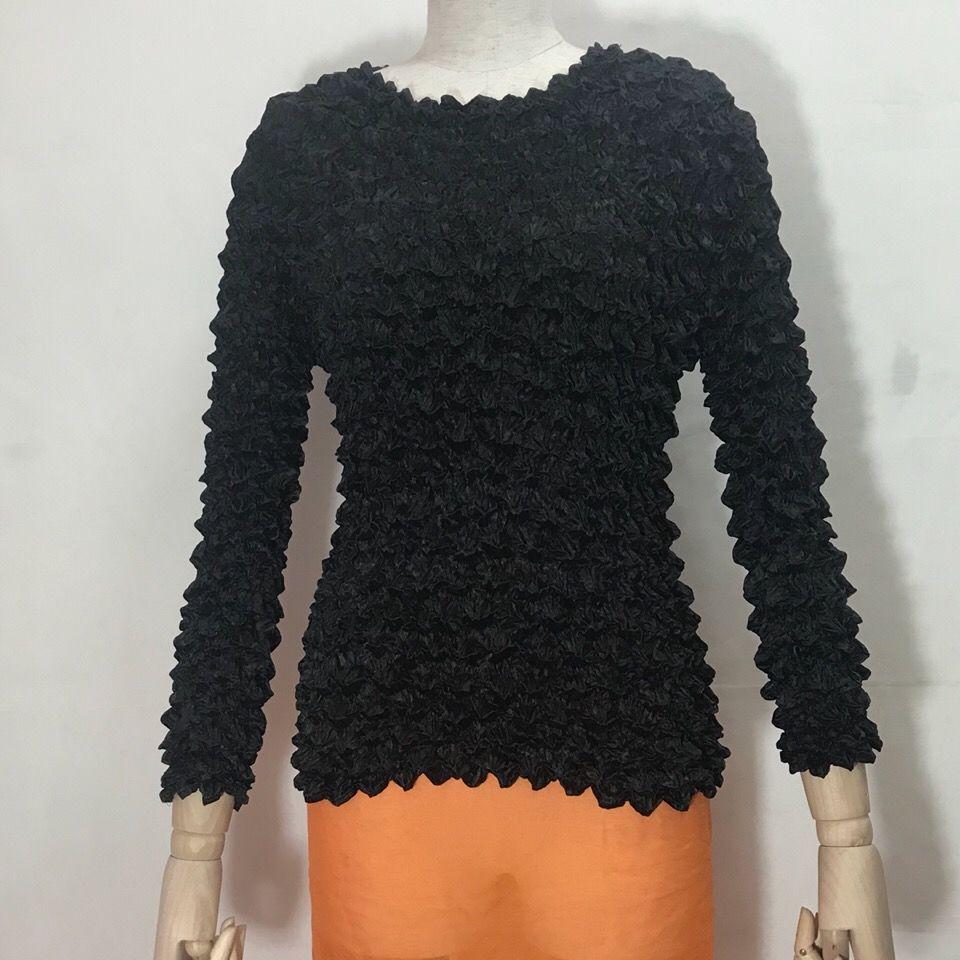 

Плиссированная рубашка с ананасом, модная рубашка с пузырьками, универсальная волшебная рубашка с длинным рукавом, большая женская одежда One size