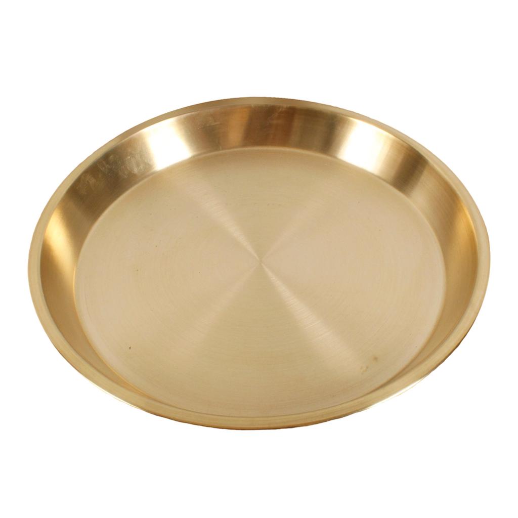 Nordic Style Brass Tray Round Tableware Organizer Decorative Dinnerware Steak Tray for Hotel Restaurant