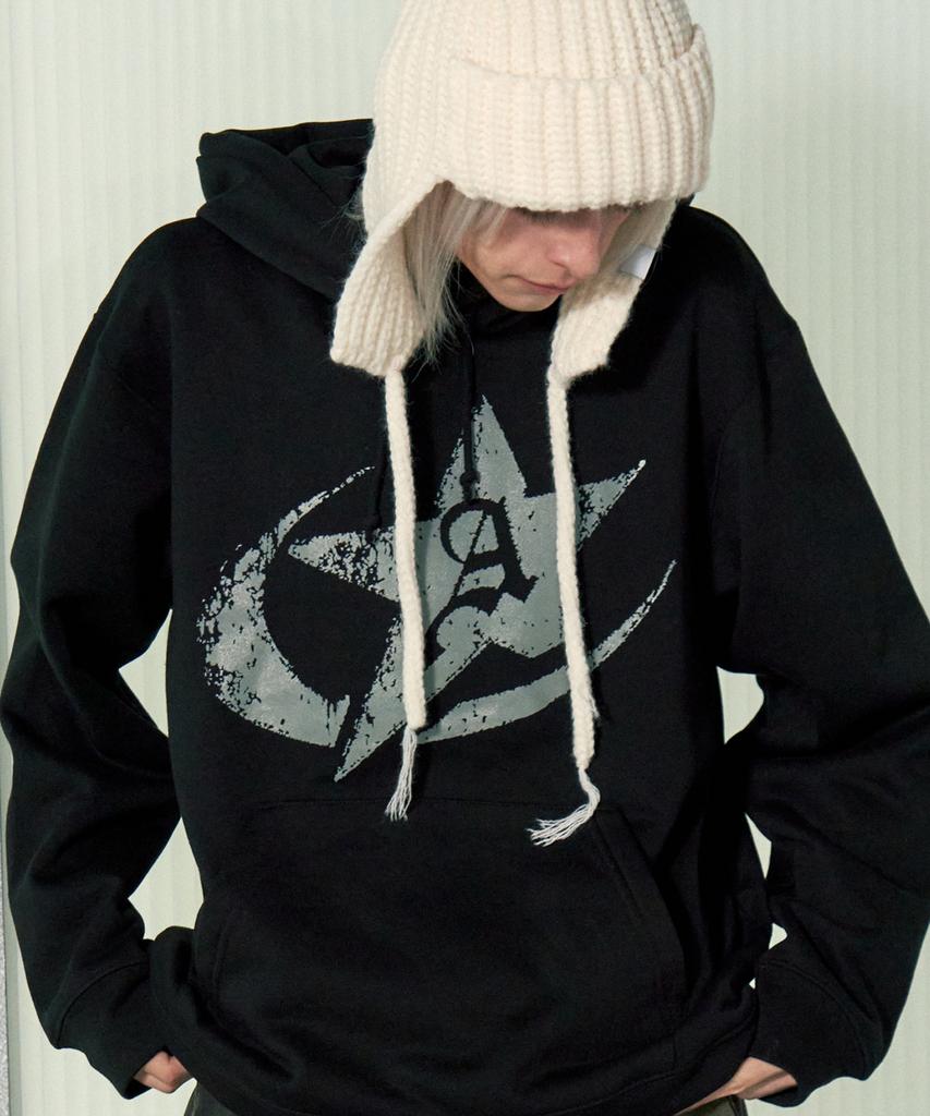 Astro Star Logo Oversized Hoodie Black