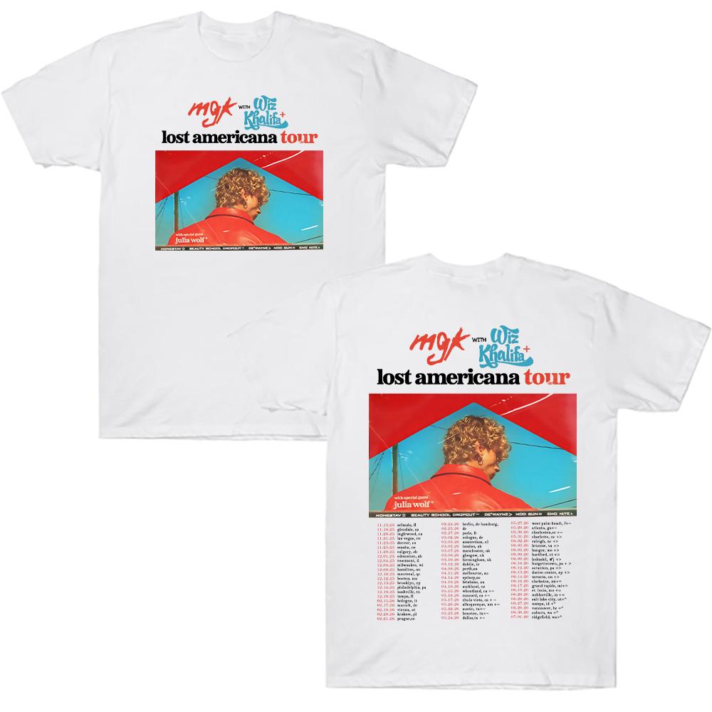 Rapper MGK Lost Tour 2025 2026 Ανδρικά T-Shirts Στρογγυλή Λαιμόκοψη Βαμβακερά Ρούχα Unisex Καινούργια Μπλουζάκια Κοντομάνικα Καλοκαιρινά Αναπνέοντα Streetwear