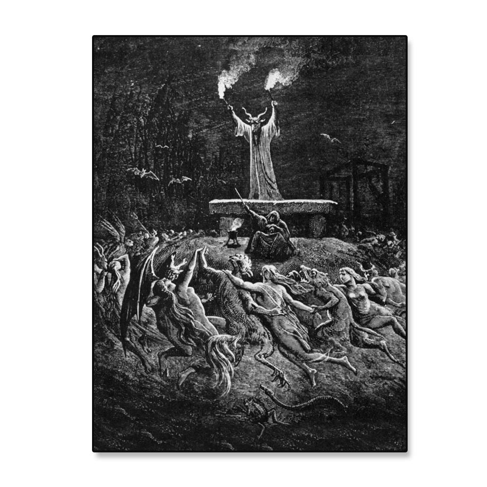 

Вінтажний чорний плакат «Субота» від Гюстава Доре. «Субота», друк, окультний друк, домашній настінний декор, темне мистецтво, картини на полотні, картини 50x80 No Frame