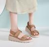 Wedge Easy to Walk [ZUYEE] Women's Sandals, Sole, Velcro, Comfort, Outdoor, Casual, Soft, in, Apricot, 22.5cm