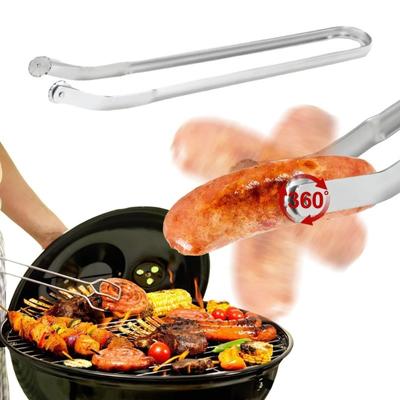 1pc BBQ Sausage Turning Tongs Barbecue Clip Multipurpose Cooking Grill Tongs High Temperature Resistance Metal Sausage Turning Plier