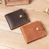 Portofel din piele ceruită pentru bărbați cu blocare RFID Portofel bărbătesc Vintage din piele naturală de vacă Portofel scurt pentru bancnote și monede bărbătesc Portofel scurt