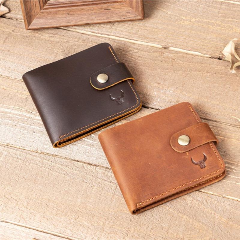 Portofel din piele ceruită pentru bărbați cu blocare RFID Portofel bărbătesc Vintage din piele naturală de vacă Portofel scurt pentru bancnote și monede bărbătesc Portofel scurt