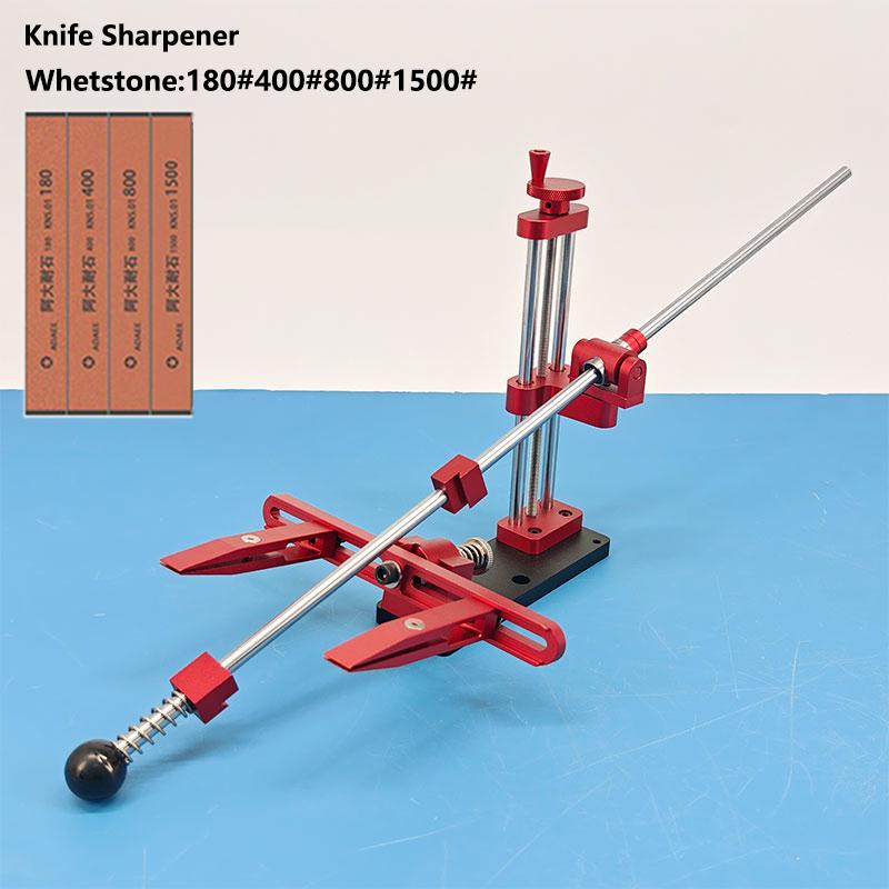Red Aluminium Alloy Fixed Knife Sharpener Professional Woodwork Grinding System Rotation Adjustment Angle Sharpening Stone