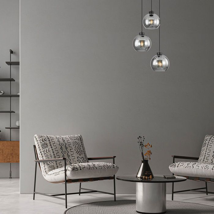 Suspension décorative - BV - BV01-00051 - Verre fumé - 3xE27 - 23W - Design contemporain