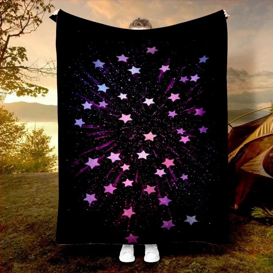 Celestial Night Sky Reversible Flannel Throw Blanket For Stargazers Allseason Comfort Cosmic Dreams Gift50X60