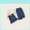 Mädchen Denim Outfit Set Mit Spitze Und Netz Für Herbst Und Frühling Zum Spielen Und Als Freizeitkleidung