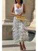Women's Tassel Sequin Pencil Skirt with Slit - Solid Color, European & American Style