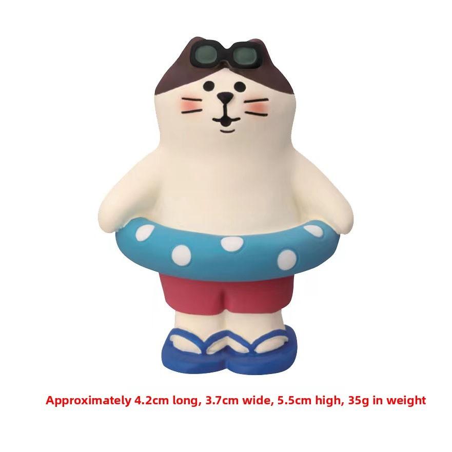 

Summer Island Cat Resin Craft Figurine With Coconut Tree Base For Home Decor Style A